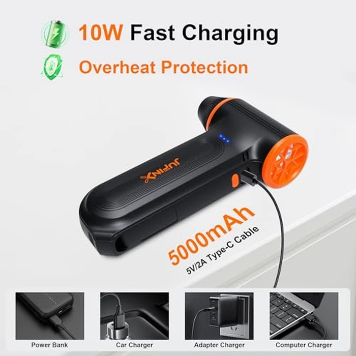 Compressed Air Duster-150000RPM Super Power Rechargeable Air Duster, 3-Gear Adjustable Mini Blower with Fast Charging, Electric Air Duster for Leaves,Computer, Keyboard, (Black) by JUFINX - Image 7