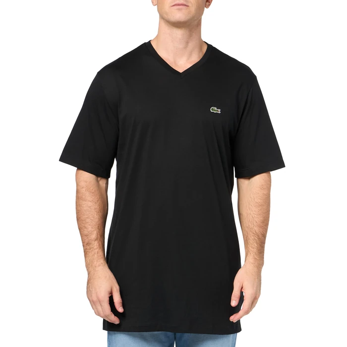 Lacoste Men's Big & Tall Regular Fit Ribbed V-Neck T-Shirt, Black, 4XLT by Lacoste - Used - Like New condition
