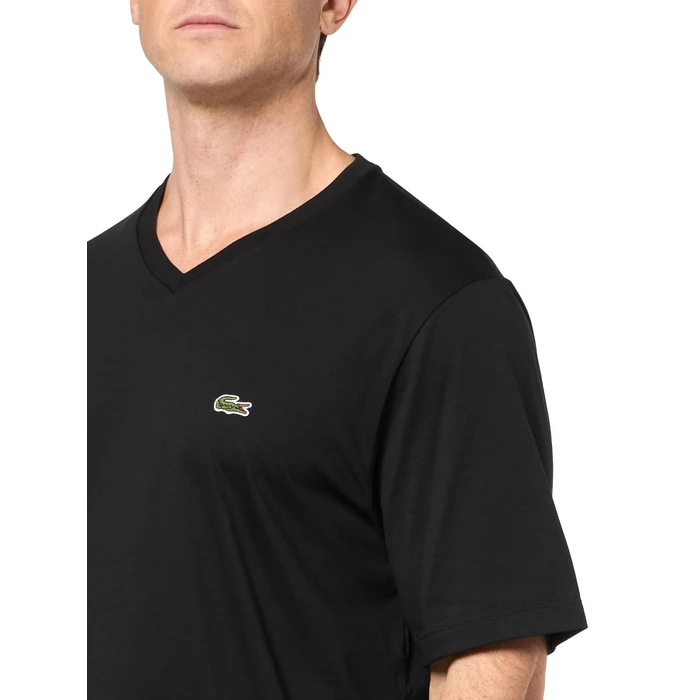 Lacoste Men's Big & Tall Regular Fit Ribbed V-Neck T-Shirt, Black, 4XLT by Lacoste - Image 3