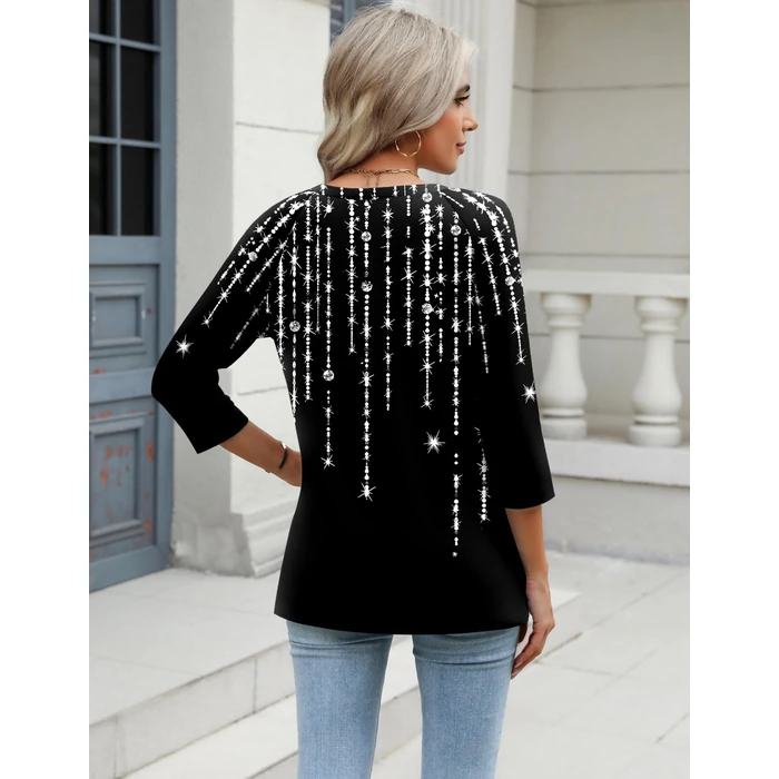 Zeagoo 3/4 Length Sleeve Womens Tops Casual V Neck Shirts Soft Basic Tees Business Work Blouses by Zeagoo - Image 4