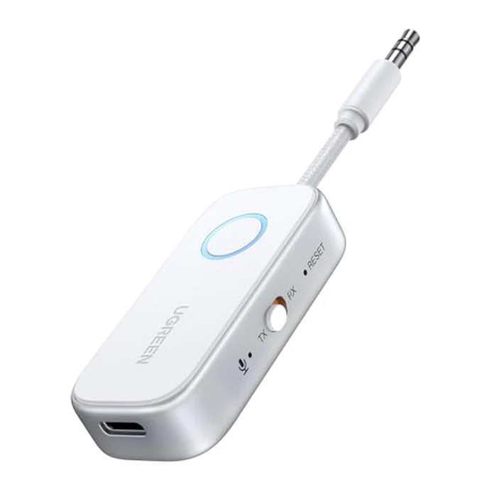 UGREEN Airplane Bluetooth 6.0 Transmitter Receiver for 2 Airpods or Headphones, Airplane Travel Essentials 2-in-1 Wireless Bluetooth Adapter, 3.5MM AUX Jack Adapter on Flight, TV, Car Stereo by UGREEN - Image 1