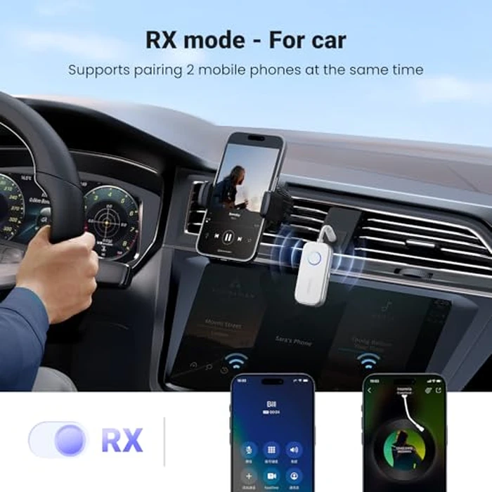 UGREEN Airplane Bluetooth 6.0 Transmitter Receiver for 2 Airpods or Headphones, Airplane Travel Essentials 2-in-1 Wireless Bluetooth Adapter, 3.5MM AUX Jack Adapter on Flight, TV, Car Stereo by UGREEN - Image 5