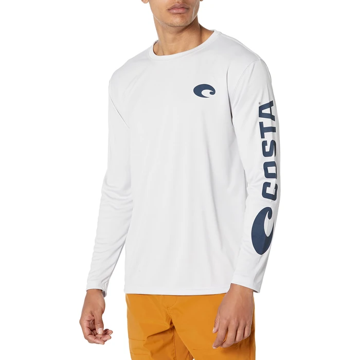 Costa Del Mar Technical Crew Neck Tshirts for Men - Long Sleeve Shirts for Men - UPF 40+, Moisture Wicking Sun Shirt - Mens Graphic T-Shirts - Pearl Grey - Size L by Costa Del Mar - Used - Like New condition
