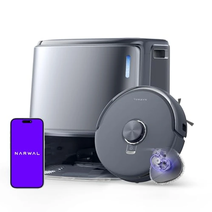 NARWAL Freo Z10 Ultra Robot Vacuum and Mop Combo, Dual RGB Cameras and Chips, AI Avoidance, 8N Corner to Edge Deep Cleaning, Dry-Wet Separation, 18000Pa, Hot Water Wash & Self-Emptying, Gray by NARWAL - Used - Very Good condition - CA$829.61