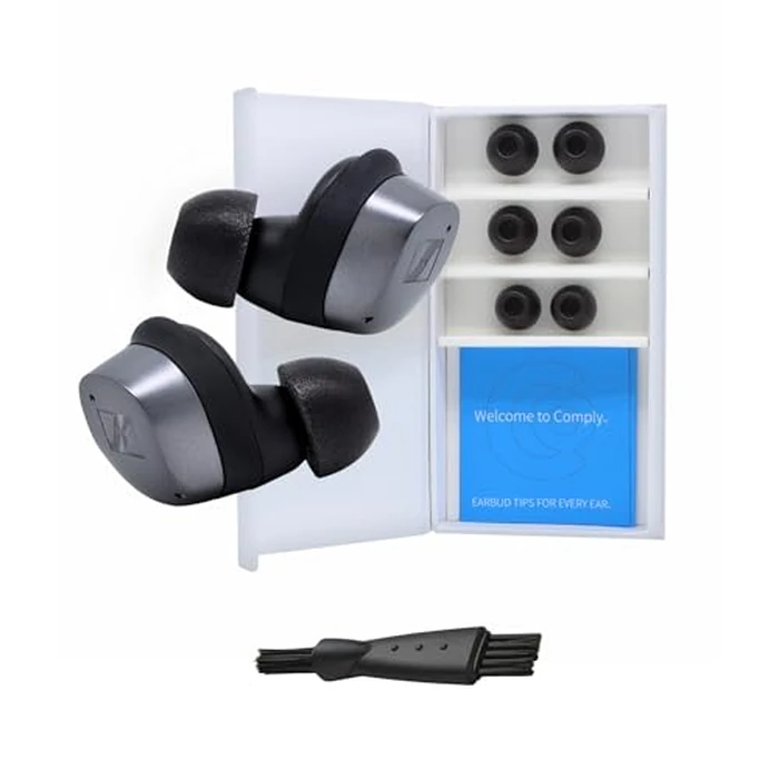 Comply Foam New TrueGrip Premium Memory Foam Tips for Sennheiser Momentum 3, 4 & ACCENTUM, Assorted S, M, L, Black 3-Pairs - Superior Noise Isolation, Increased Comfort, Secure Fit w/Cleaning Tool by Comply - Used - Acceptable condition - CA$9.50
