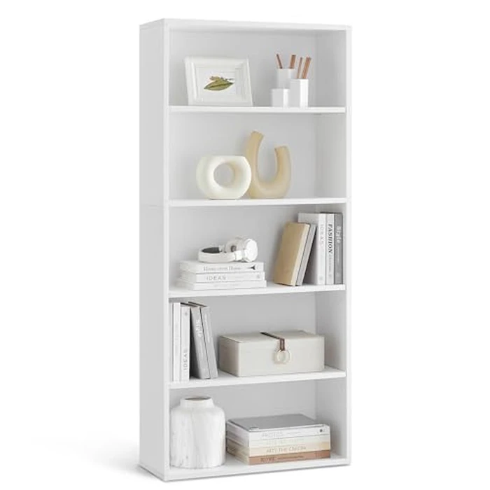 VASAGLE Custos Collection - Bookshelf, 5-Tier Bookcase, Book Shelf, Open Storage Shelf, 9.4 x 23.6 x 52.8 Inches, for Living Room, Home Office, Dinning Room, Cloud White ULBC165T14 by VASAGLE - Used - Acceptable condition - CA$56.11