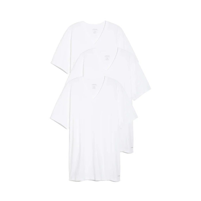 Calvin Klein Men's Cotton Classics 3-Pack Undershirts, 3 WHITE - VNECK, XL by Calvin Klein - Used - Like New condition - US$22.68