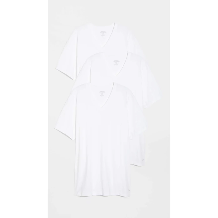 Calvin Klein Men's Cotton Classics 3-Pack Undershirts, 3 WHITE - VNECK, XL by Calvin Klein - Image 2