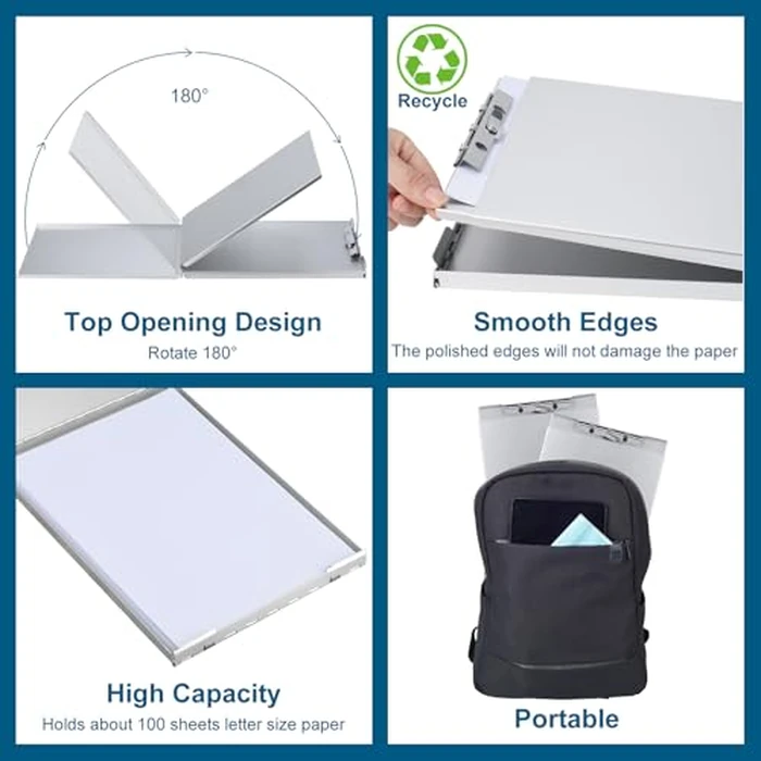ZCZN Recycled Aluminum Storage Clipboard, Clipboard Box Set of 2, Form Holder, Suitable for School, Office, Jobsite or Medical Staff, Silver by ZCZN - Image 5
