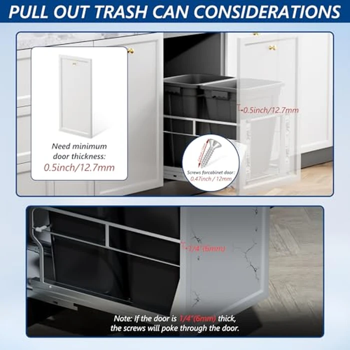 Insputer Double 40QT Pull Out Trash Can Under Cabinet, Heavy Duty Under Sink Garbage Bin Kit with Soft-Close Slides for Kitchen, Laundry, Requires Minimum Cabinets Opening 18" W X 24" D by Insputer - Image 7