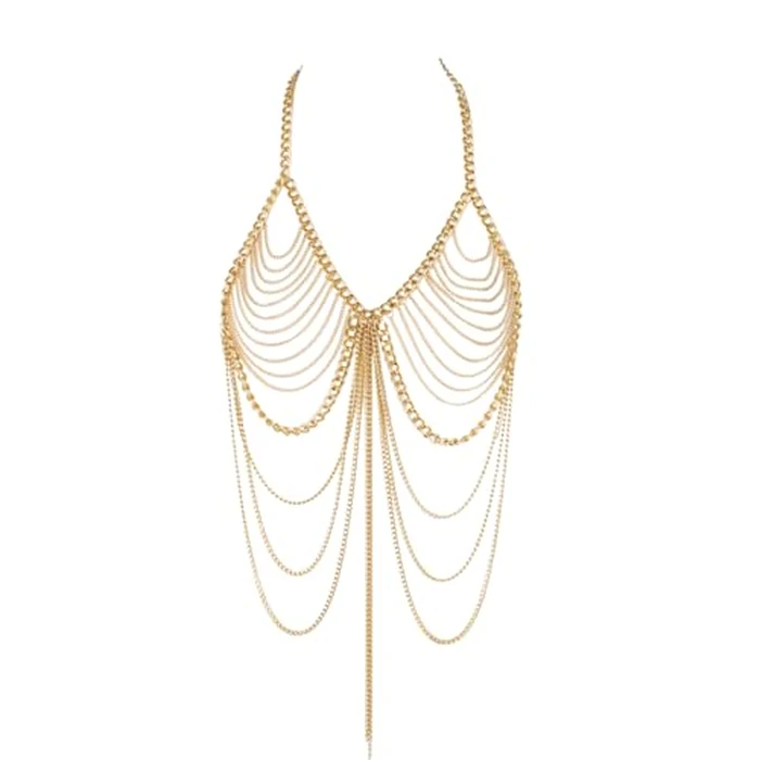 Bmirth Tassel Body Chain Sexy Bra Chains Gold Body Jewelry Bikini Chain Beach Accessories Rave Nightclub Party Accessory (Gold) by Bmirth - Image 8