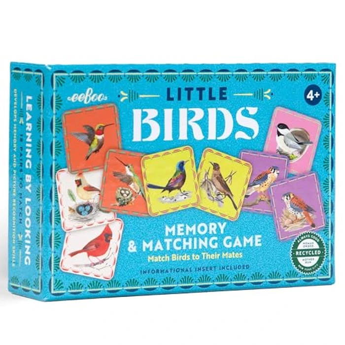 eeBoo: Memory & Matching Game- Little Birds- 18 Illustrated Matching Pairs, Concentration Tile Game, Informational Insert, Kids Ages 4+, 1-4 Players by eeBoo - Used - Like New condition