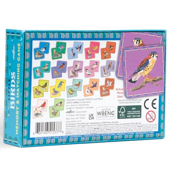 eeBoo: Memory & Matching Game- Little Birds- 18 Illustrated Matching Pairs, Concentration Tile Game, Informational Insert, Kids Ages 4+, 1-4 Players by eeBoo - Image 2