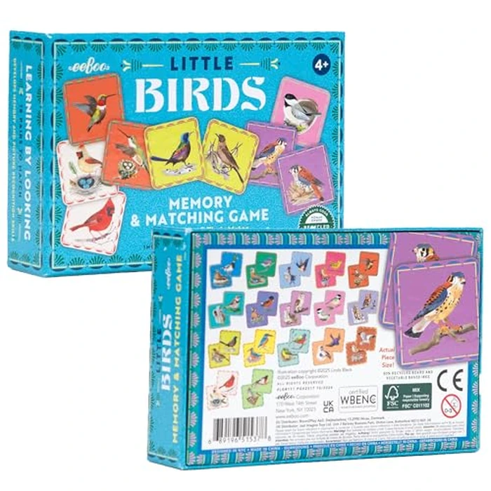 eeBoo: Memory & Matching Game- Little Birds- 18 Illustrated Matching Pairs, Concentration Tile Game, Informational Insert, Kids Ages 4+, 1-4 Players by eeBoo - Image 7