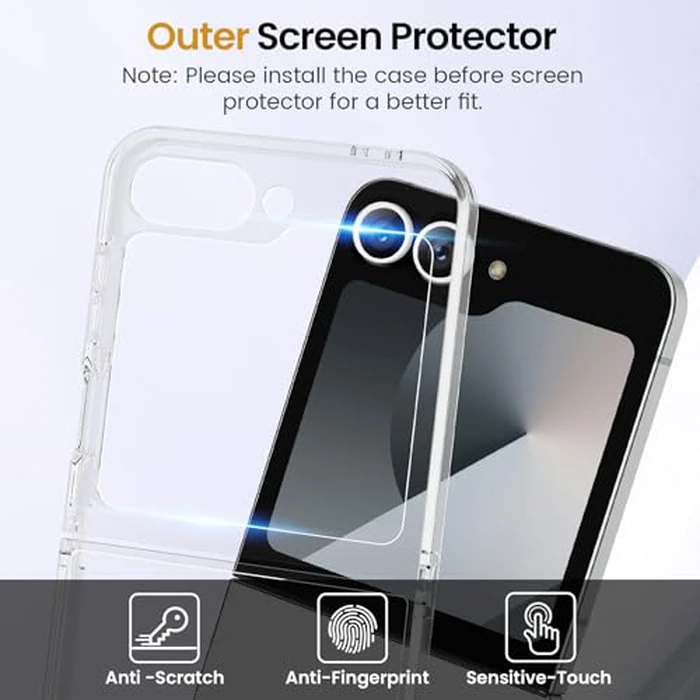 VEGO for Samsung Galaxy Z Flip 6 Case with Screen Protector, TPU Crystal Anti-Yellow & Ultra Slim & Wear-Resistant, Spray Paint Bumper Phone Cover for Flip 6 - Full Clear by VEGO - Image 4