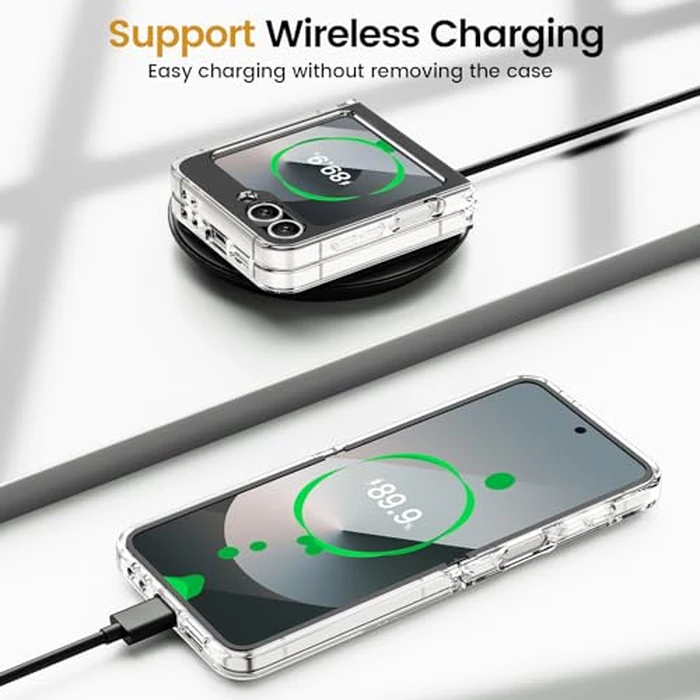 VEGO for Samsung Galaxy Z Flip 6 Case with Screen Protector, TPU Crystal Anti-Yellow & Ultra Slim & Wear-Resistant, Spray Paint Bumper Phone Cover for Flip 6 - Full Clear by VEGO - Image 9