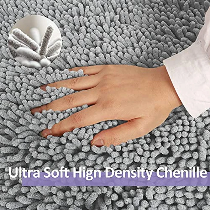 Bathroom Rugs Sets 4 Piece with Toilet Lid Cover, Non Slip Bathroom Mats Extra Soft Chenille Bath Rugs Absorbent Shaggy Rugs Perfect Plush Mats U-Shaped Toilet Rug and Toilet Cover Kitchen,Home Decor by RUN HELIX - Image 6