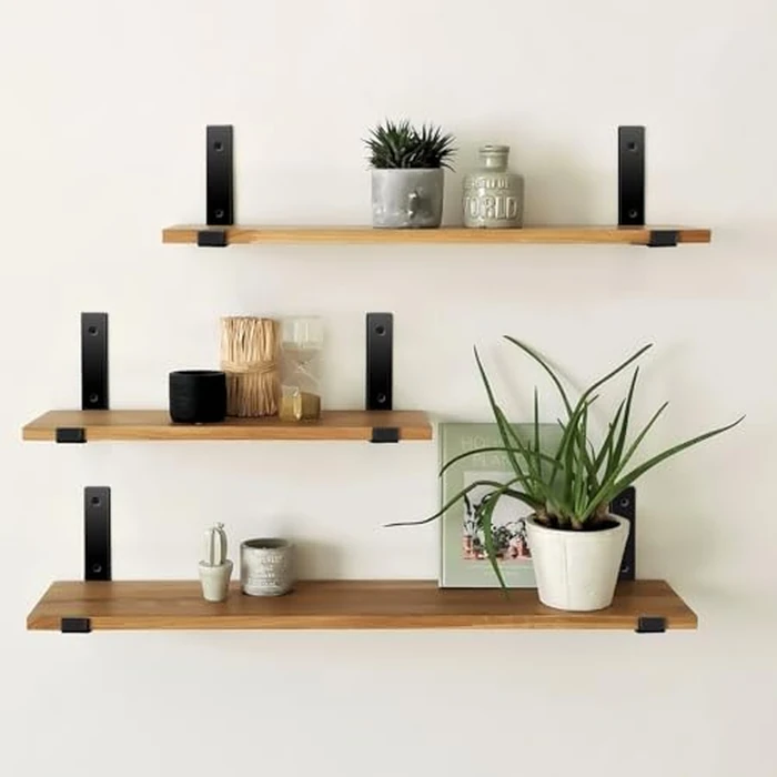 12 Pack - 11.25" L x 6" H x 1.5" W J Lip Shelf Brackets Rustic Farmhouse Iron Wall Floating Shelf Bracket Metal Shelf Bracket Industrial Shelf Supports with Screws Black by MHMYDZ - Image 6