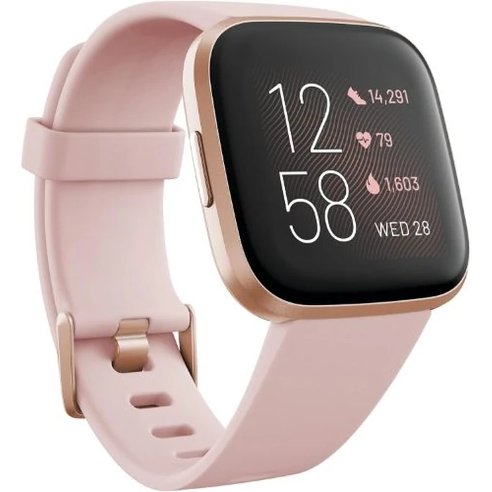 Fitbit Versa 2 Health and Fitness Smartwatch - 40mm - Copper Rose Aluminum Case with Petal Silicone Classic Wrist Band by Fitbit - Image 2