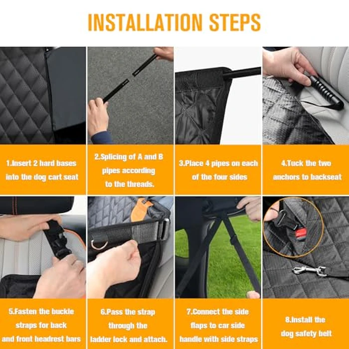 PETICON Large Dog Car Seat, Back Seat Extender for Dogs with 3 Mesh Windows, Waterproof Medium Carseat for Dogs with 4-Splice Hard Bottom, Pet Seat Cover for Cars, Trucks and SUVs (Black) by PETICON - Image 7