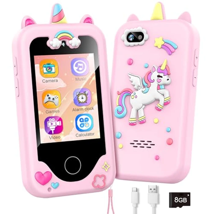 Kids Smart Phone with Dual Camera, Game & Music Player, Toddler Learning Play Toy Cell Phone, Gifts for Girls, Christmas, Birthday, Age 3-10, Light Pink by WEOLULI - Used - Like New condition - US$22.75
