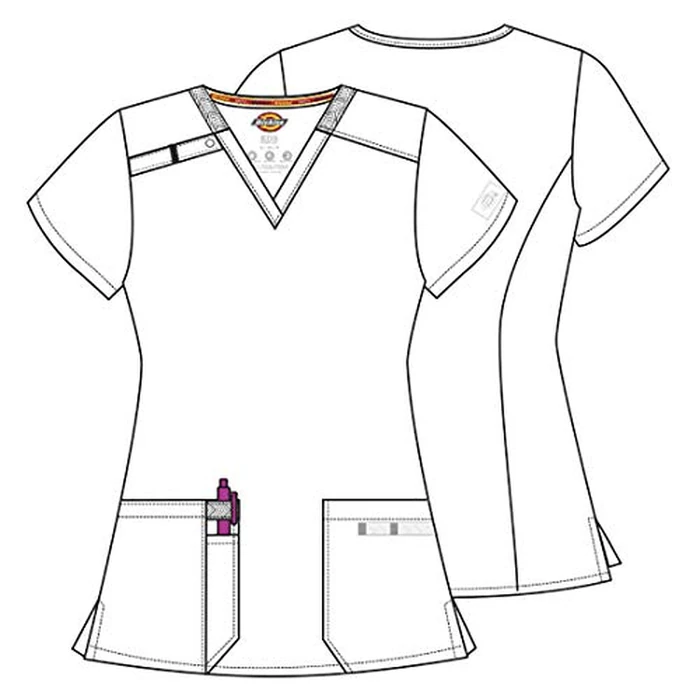 Dickies EDS Essentials Scrubs, V-Neck Womens Tops with Four-Way Stretch and Moisture Wicking Plus Size DK615, 6XL, Ciel by Dickies - Used - Like New condition - US$24.34
