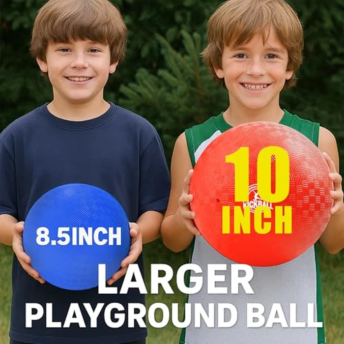 COAMZPARTY 10 Inch Kickball Playground Balls 6 Pack, Dodgeballs for Kids&Adults, Four Square for School, Outdoor&Indoor Games with Hand Pump and Storage Bag (10 Inch Kickball (6 Piece)) by COAMZPARTY - Image 2