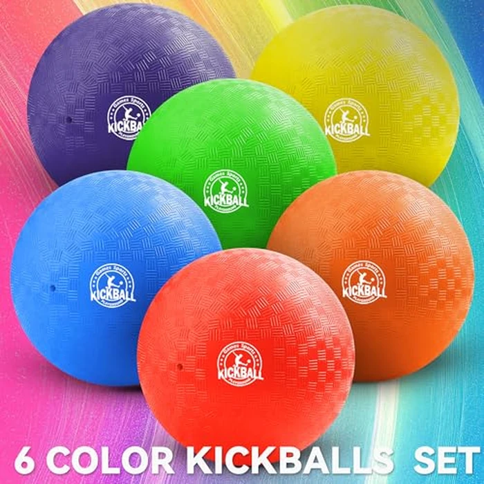 COAMZPARTY 10 Inch Kickball Playground Balls 6 Pack, Dodgeballs for Kids&Adults, Four Square for School, Outdoor&Indoor Games with Hand Pump and Storage Bag (10 Inch Kickball (6 Piece)) by COAMZPARTY - Image 5