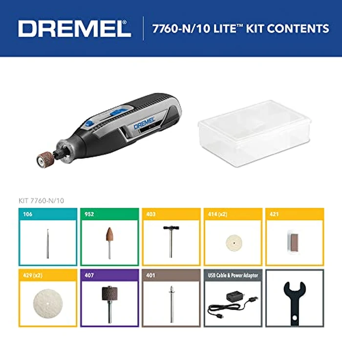 Dremel Lite 7760 N/10 4V Li-Ion Cordless Rotary Tool, Variable Speed Multi-Purpose Kit, USB Charging, Easy Accessory Changes - Perfect For Light-Duty DIY & Crafting, Sanding, Engraving and Polishing by Dremel - Image 3