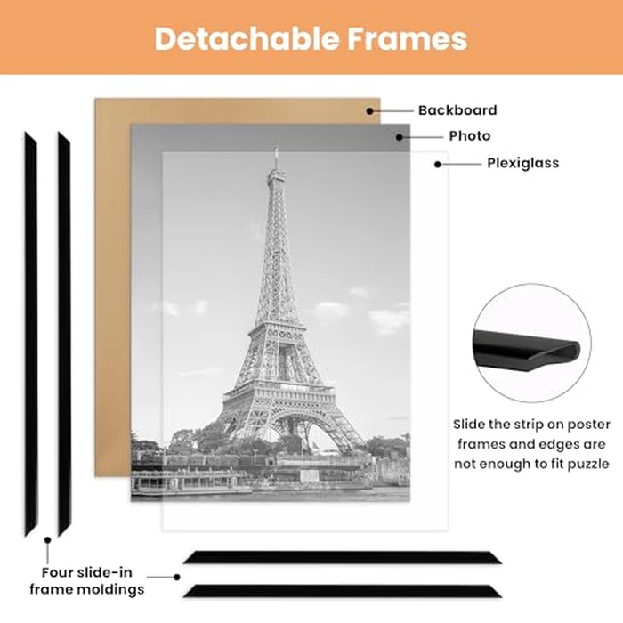 upsimples 24x36 Poster Frame Black 3 Pack, Scratch-Proof Picture Frames 24 x 36 for Photo Gallery - Slide-In Strips, Horizontal or Vertical Wall Mounting by upsimples - Image 5