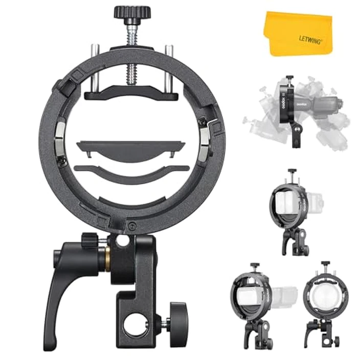 Godox S3 Speedlite Bracket, S-Type Bracket Updated Version Bowens Mount Holder for Godox V1 V1Pro V100 AD300Pro AD200ProII AD200Pro AD200 AD100 V860II V860III TT350, Support +/-90 degrees Angle Adjustment by GODOX - Used - Like New condition