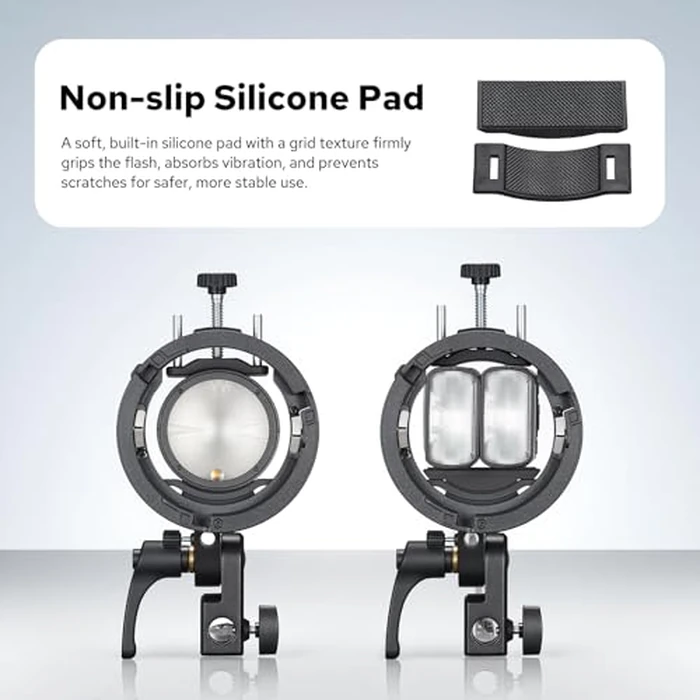 Godox S3 Speedlite Bracket, S-Type Bracket Updated Version Bowens Mount Holder for Godox V1 V1Pro V100 AD300Pro AD200ProII AD200Pro AD200 AD100 V860II V860III TT350, Support +/-90 degrees Angle Adjustment by GODOX - Image 4