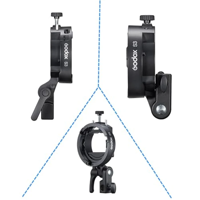 Godox S3 Speedlite Bracket, S-Type Bracket Updated Version Bowens Mount Holder for Godox V1 V1Pro V100 AD300Pro AD200ProII AD200Pro AD200 AD100 V860II V860III TT350, Support +/-90 degrees Angle Adjustment by GODOX - Image 9