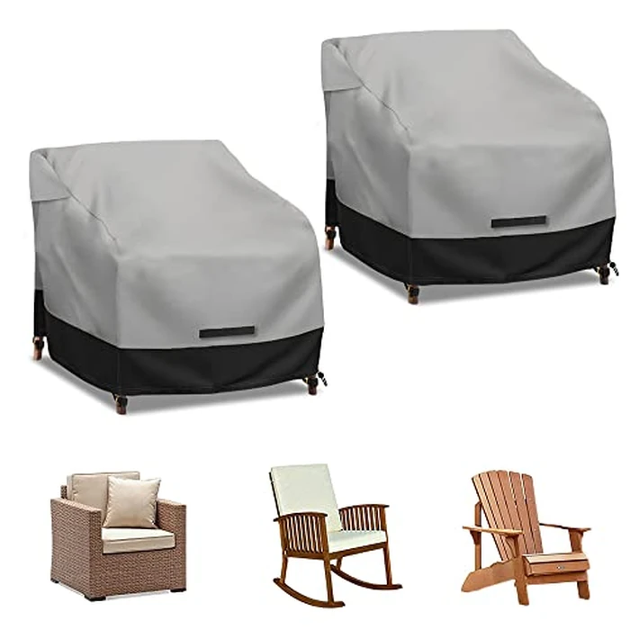 zenicham Patio Swivel Chair Cover Waterproof 2 Pack, 600D Heavy Duty Outdoor Furniture Covers for Universal Lawn/Deck/Garden/Backyard Fits up 28" W*30" D*32" H, Gray/Black by zenicham - Used - Very Good condition - US$26.88