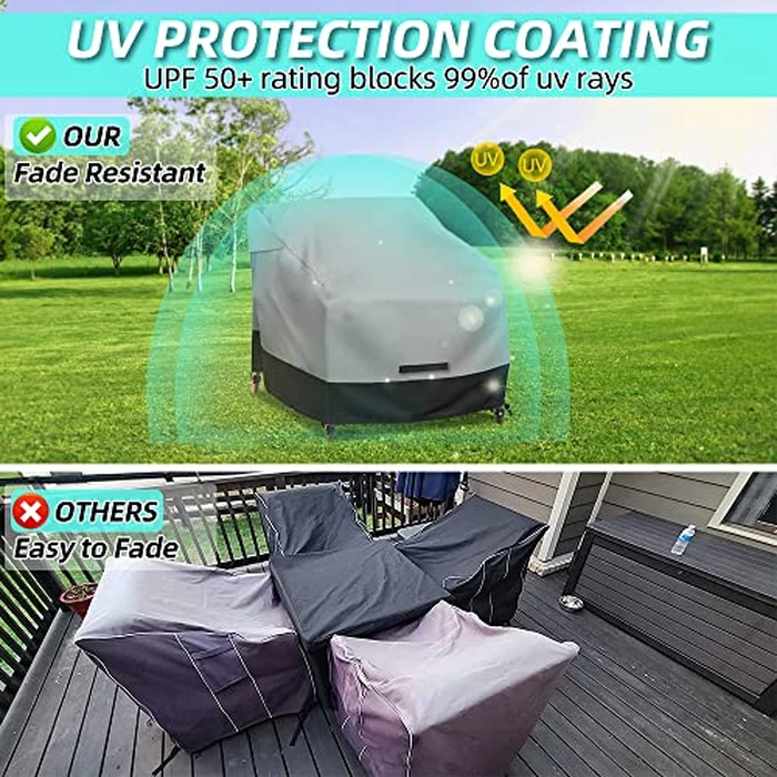 zenicham Patio Swivel Chair Cover Waterproof 2 Pack, 600D Heavy Duty Outdoor Furniture Covers for Universal Lawn/Deck/Garden/Backyard Fits up 28" W*30" D*32" H, Gray/Black by zenicham - Image 4