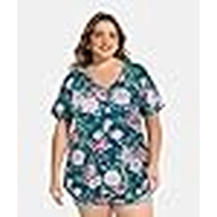 RITERA Plus Size Tops for Cuvry Women Short Sleeve Flower Shirts Pullover Basic V Neck Summer Casual Tunic Spring Tunic 2XL 16W 18W by RITERA - Image 6