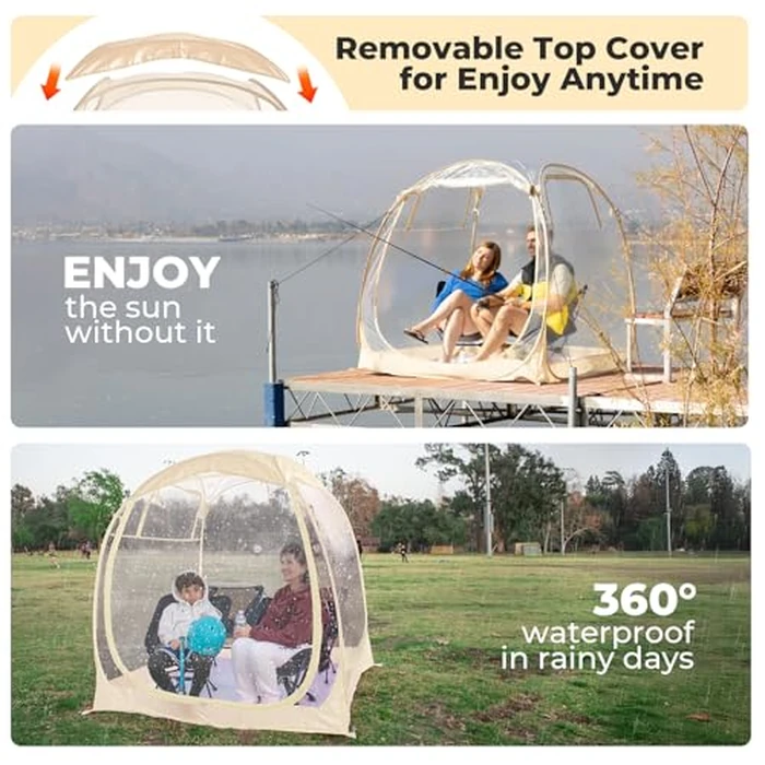 All Weather Proof Pod Sports Tent,Outdoor Weather Tent Sports Pod Pop Up Shelter with Sealed Floor,Pop Up Screen House with Carry Bag,Screen Room for Sport Event,Camping,Fishing-63"x63"x62"Clear by Weather Proof Pod - Image 4