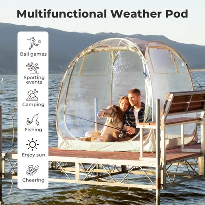 All Weather Proof Pod Sports Tent,Outdoor Weather Tent Sports Pod Pop Up Shelter with Sealed Floor,Pop Up Screen House with Carry Bag,Screen Room for Sport Event,Camping,Fishing-63"x63"x62"Clear by Weather Proof Pod - Image 6