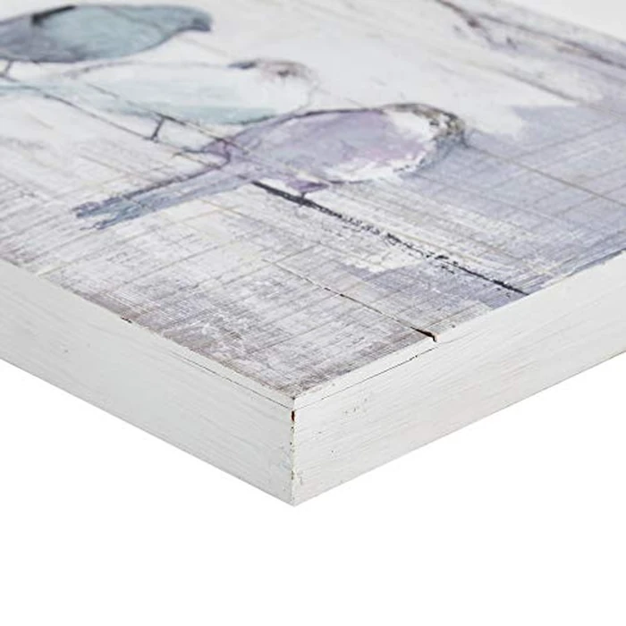 Madison Park Perched Birds Wall Art Living Room Décor - Hand Painted Wood Plank, Home Accent Farmhouse Bathroom Decoration White/Grey,30"W x 12"H x 1.5"D by Madison Park - Image 4