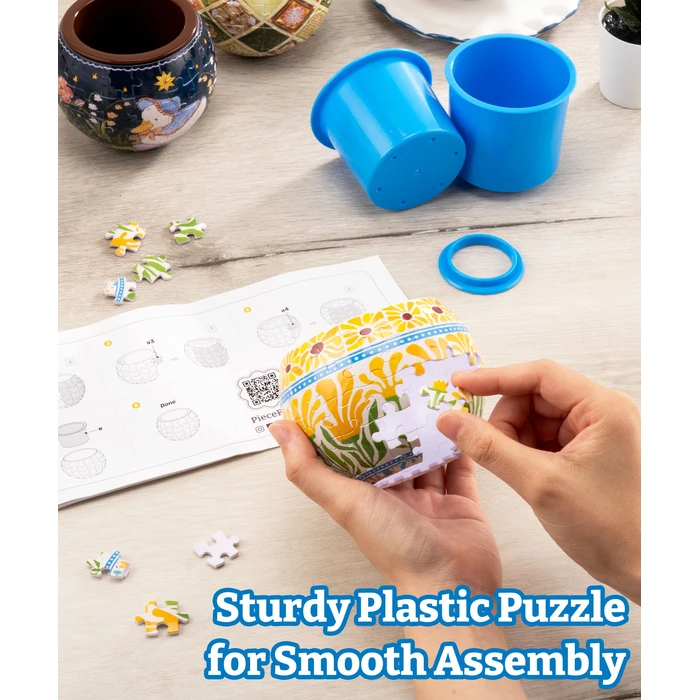 PieceRelax 3D Puzzle Planter 80 Pieces - Summer Blossoms, for Mom, Home Decor Flower Pots for Indoor Cactus, Succulents Pots [K1126] by PieceRelax - Image 3