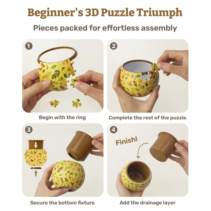 PieceRelax 3D Puzzle Planter 80 Pieces - Summer Blossoms, for Mom, Home Decor Flower Pots for Indoor Cactus, Succulents Pots [K1126] by PieceRelax - Image 5