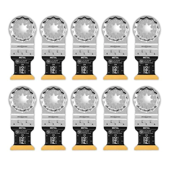 Fein Starlock E-Cut Carbide Pro Saw Blade - Precision Cutting for Hard Metals, Tempered Screws and Abrasive Materials, TiN Coated, 1-1/4" Width, 1-5/8" Length, 10-Pack - 63502236290 by Fein - Used - Like New condition - US$85.45