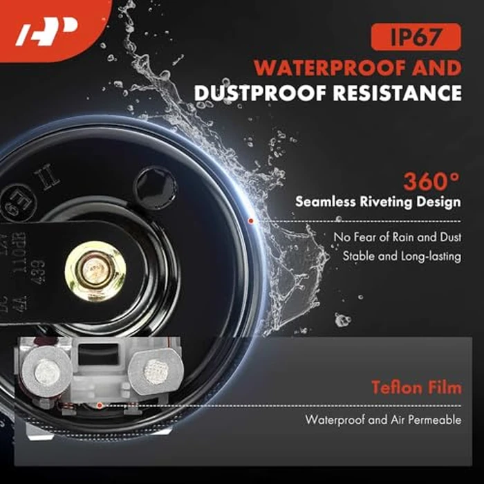 A-Premium - Disc Horn 2PCS High & Low Universal Electric Horns, 12V 110 dB, Compatible with Most Passenger Car, Commercial/Off-Road Vehicle, Motorcycles, ATVs, Scooter, Dirt/Pocket Bikes & More, 76 mm by A-Premium - Image 5