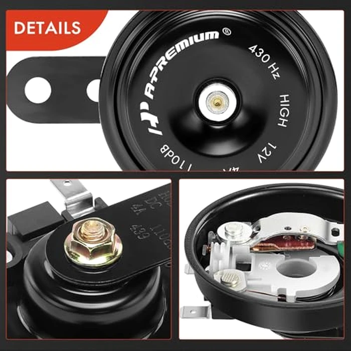 A-Premium - Disc Horn 2PCS High & Low Universal Electric Horns, 12V 110 dB, Compatible with Most Passenger Car, Commercial/Off-Road Vehicle, Motorcycles, ATVs, Scooter, Dirt/Pocket Bikes & More, 76 mm by A-Premium - Image 9