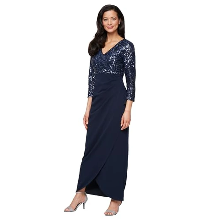 S.L. Fashions Women's Long Sequined Scuba Crepe Dress by S.L. Fashions - Used - Like New condition - US$115.59