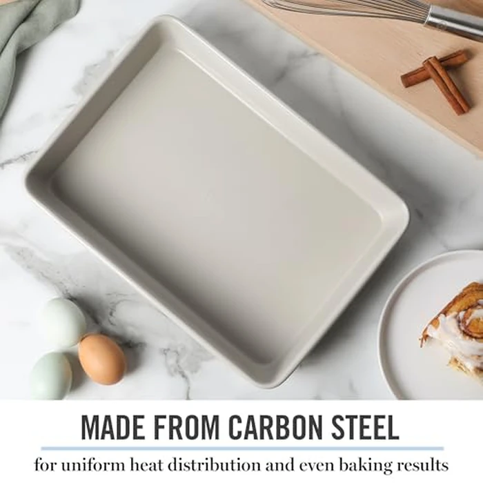 Martha Stewart Gallen 13 x 9 Inch Rectangular Nonstick Carbon Steel Cake/Baking Pan- Cool Grey by Martha Stewart - Image 4