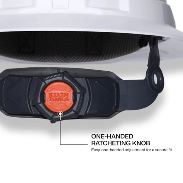 Klein Tools 60407T2RL Type 2 Hard Hat, Vented Full Brim, Class C Hard Hat with Chin Strap, 6-Point Suspension with Accessory Mounts, Washable Padding, and Rechargeable Headlamp by KLEIN TOOLS - Image 3