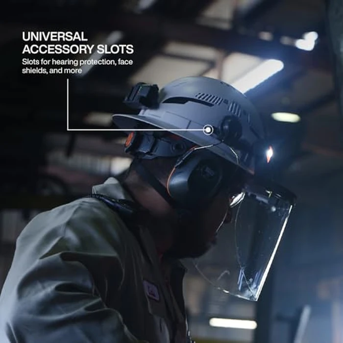 Klein Tools 60407T2RL Type 2 Hard Hat, Vented Full Brim, Class C Hard Hat with Chin Strap, 6-Point Suspension with Accessory Mounts, Washable Padding, and Rechargeable Headlamp by KLEIN TOOLS - Image 8