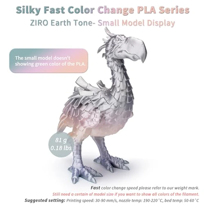 ZIRO 3D Printer Filament, Shiny PLA Fast Gradient Color Change, Glossy Color Change by Length PLA, Fit Most FDM 3D Printers, Dimensional Accuracy +/-0.03mm, 1KG/2.2lb Spool, Earth Tone(Silk) by ZIRO - Image 8