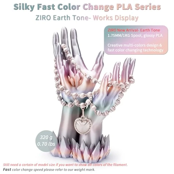 ZIRO 3D Printer Filament, Shiny PLA Fast Gradient Color Change, Glossy Color Change by Length PLA, Fit Most FDM 3D Printers, Dimensional Accuracy +/-0.03mm, 1KG/2.2lb Spool, Earth Tone(Silk) by ZIRO - Image 9